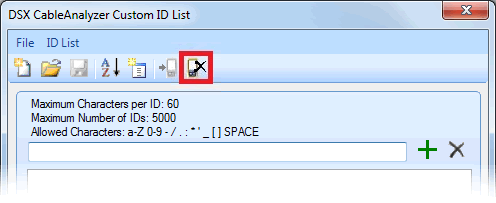 DSX CableAnalyzer Delete Cable ID List