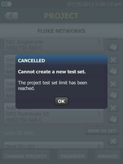 Test Cancelled Message Screen